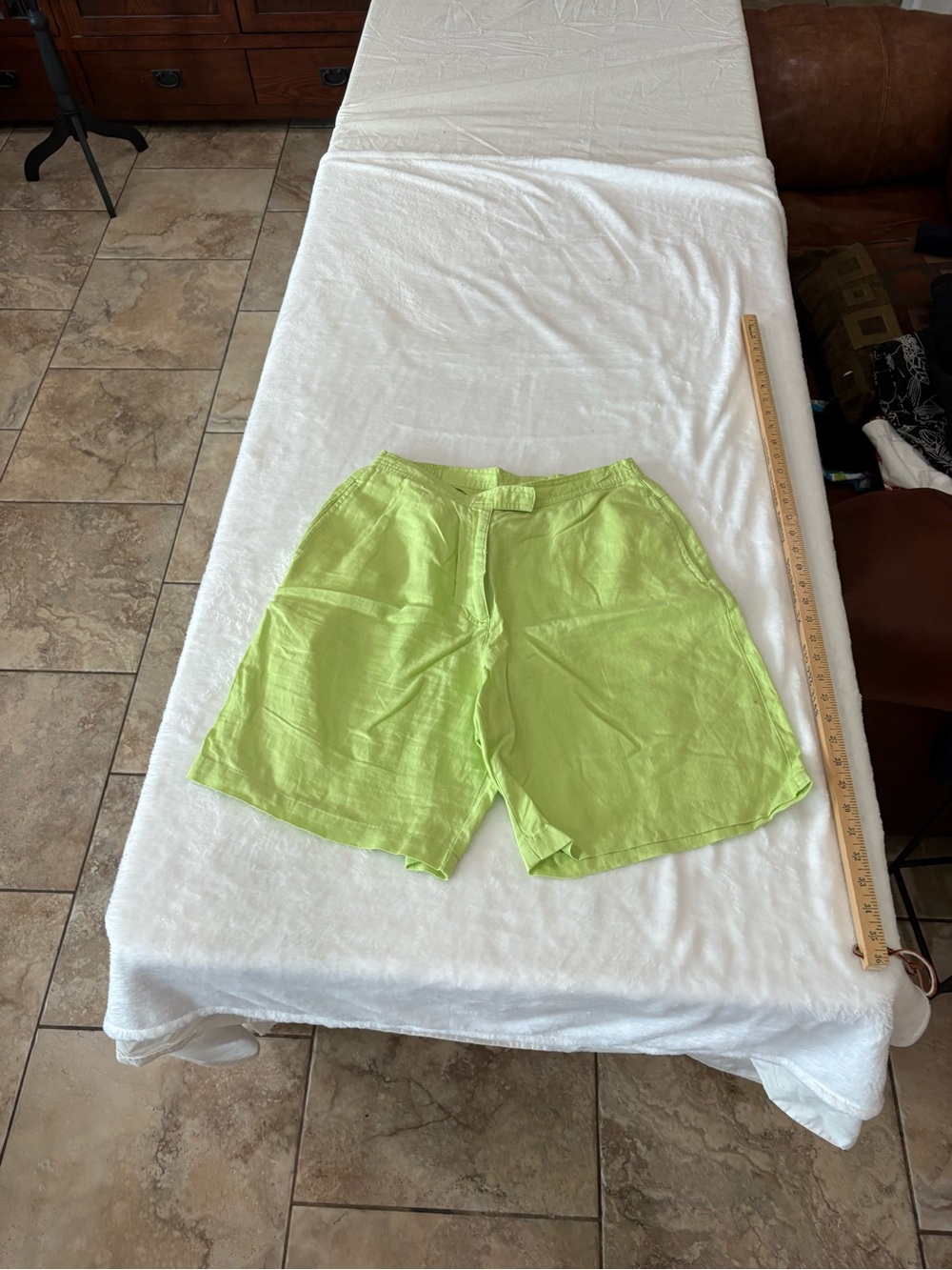 St. John's Bay Lime Green Linen-Blend Women's Shorts